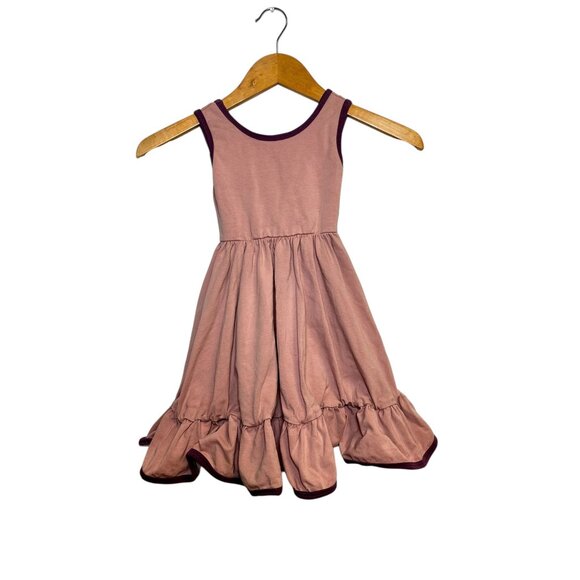Girlhood Cotton Ruffle Hem Twirl Dress Pink Mauve Tank Style Size 5 - Picture 2 of 9